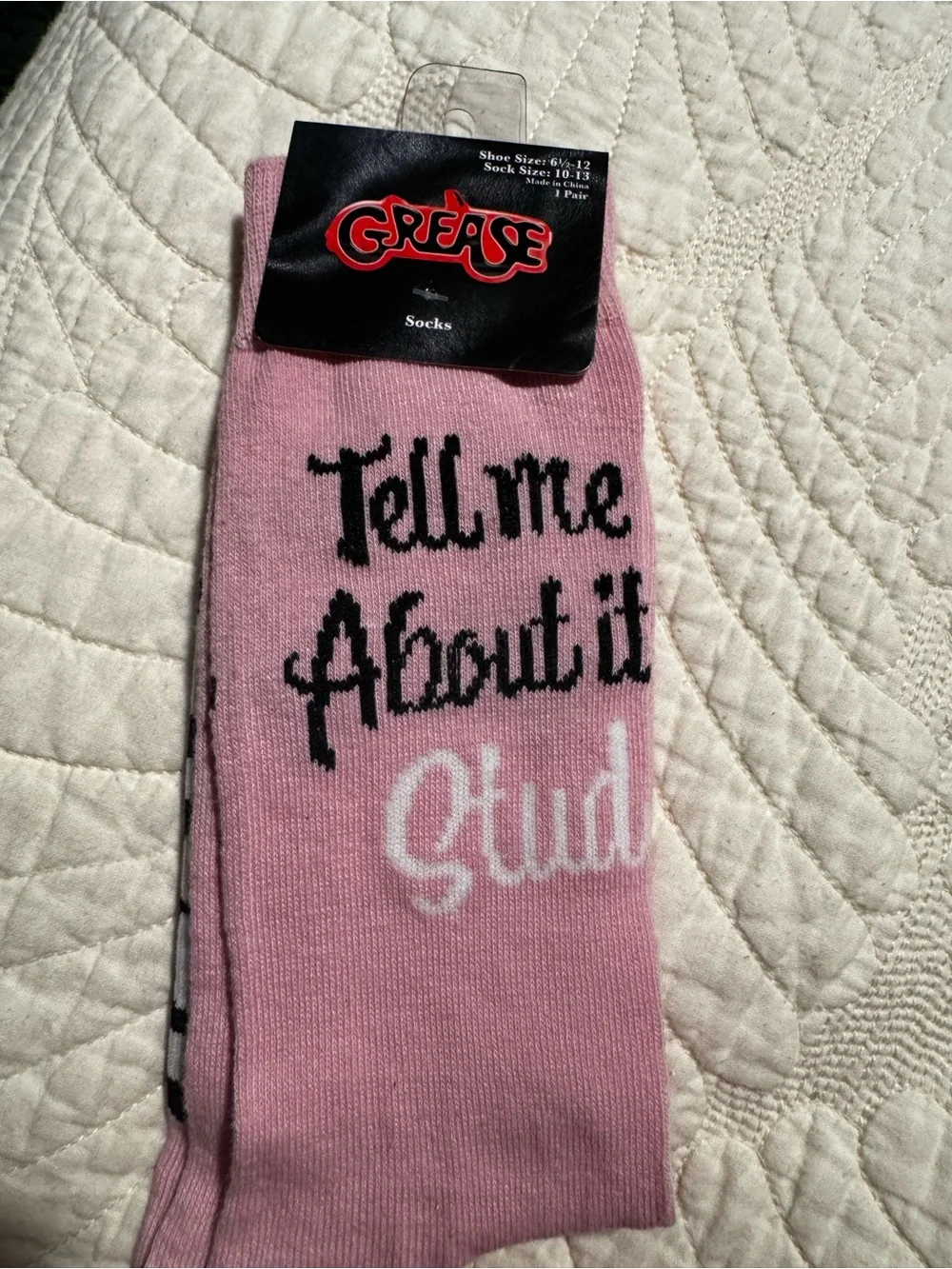 Pink 'Tell Me About It' Stud Crew Socks